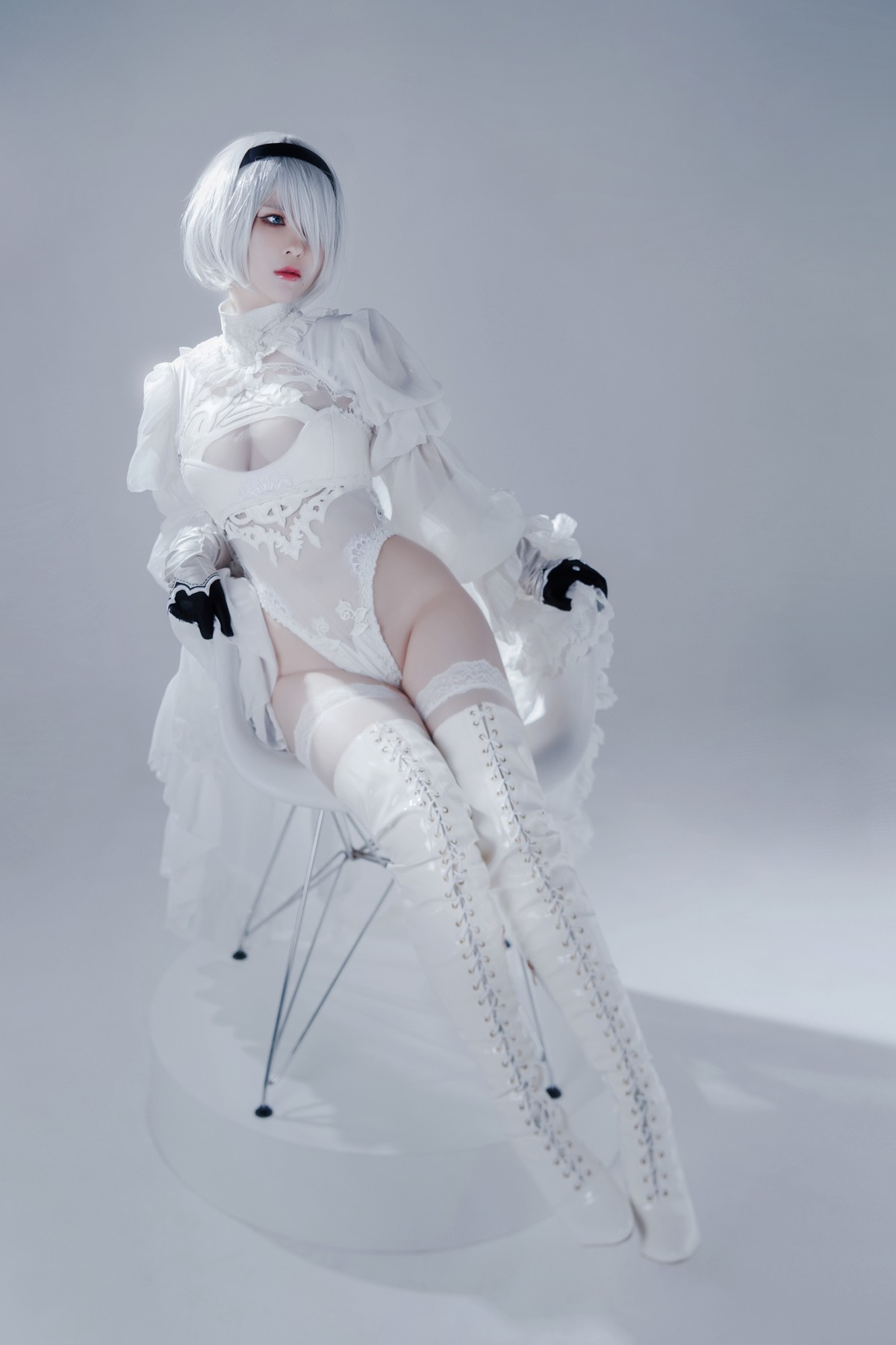 Cosplay 半半子 Automataヨルハ二号B型 白いドレス